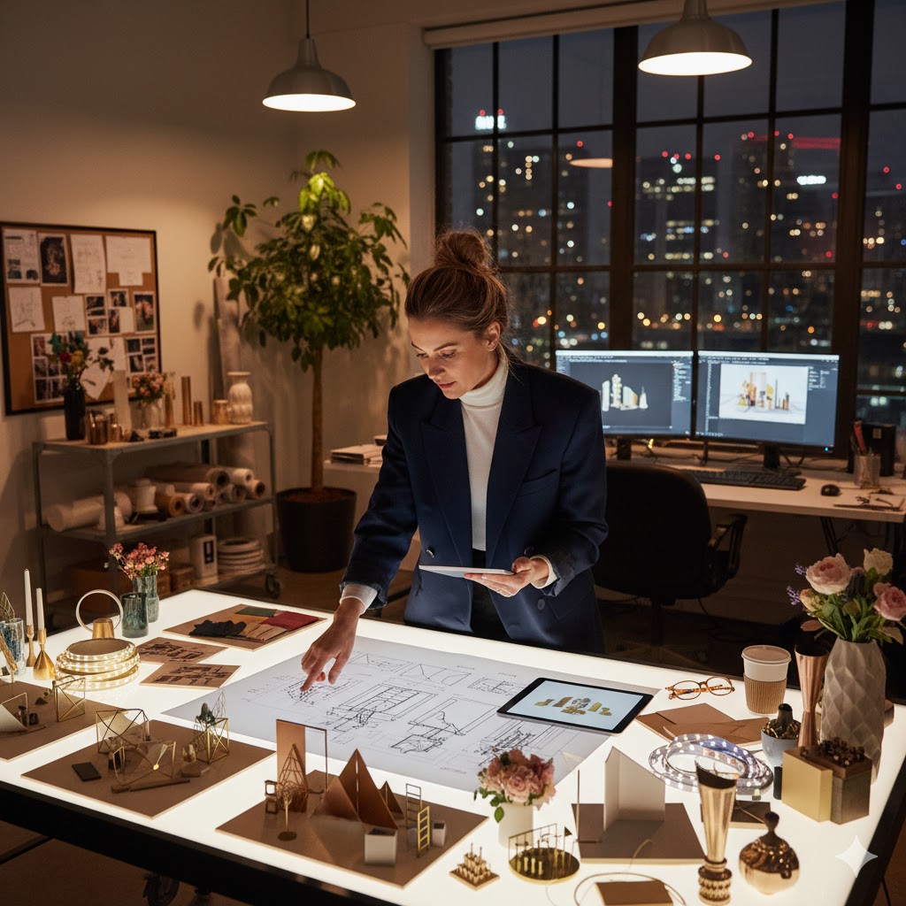 Designer planning bespoke decor concept